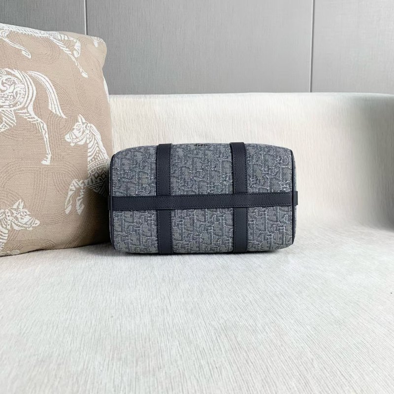 Dior Lingot 26老花刺繡帆布枕頭包 26*16*14  98新配件肩帶 塵袋-5