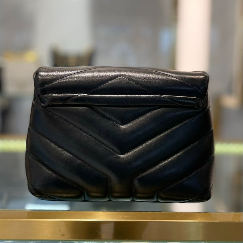 YSL 全皮方胖子斜背包 銀釦 黑色-3
