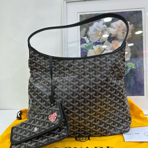 Goyard戈雅黑色老花愛心塗鴉hobo子母 有購證