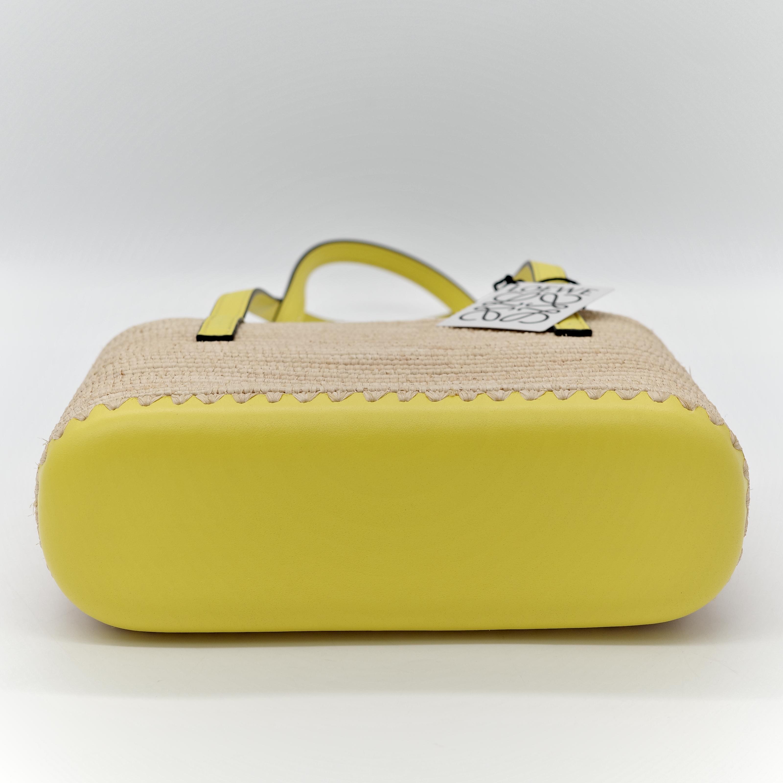 Loewe 羅威 mini square basket 黃邊 草編包-8