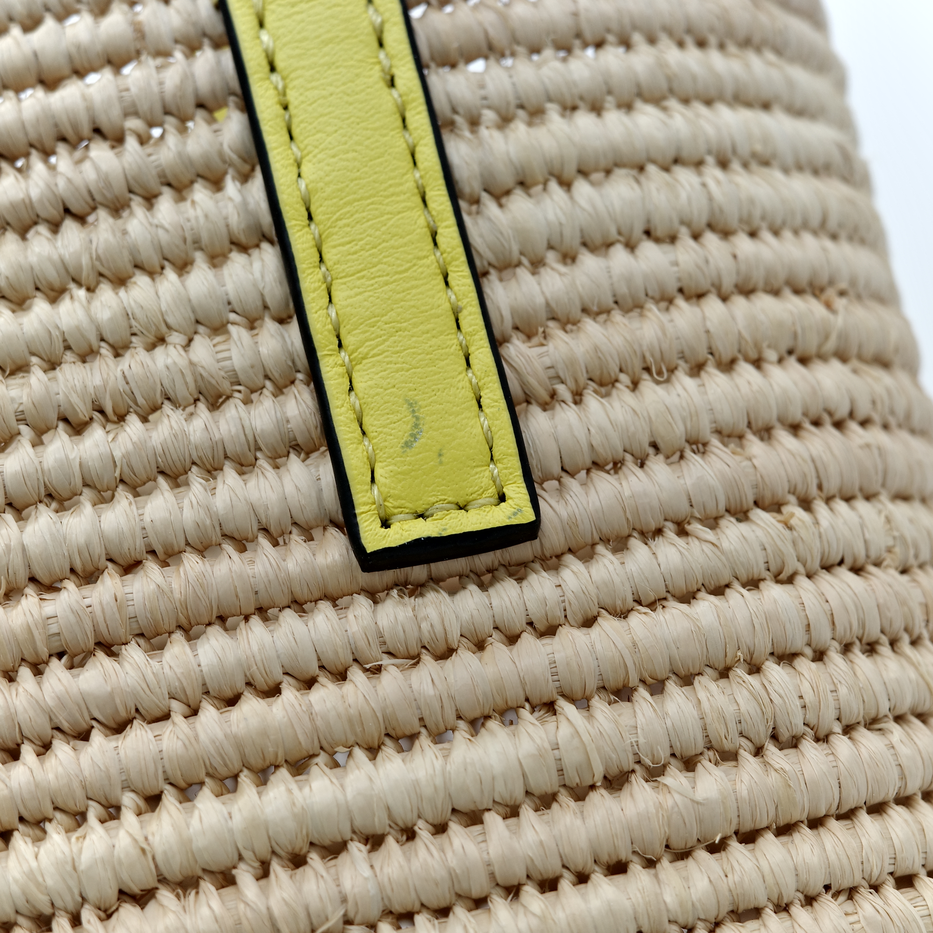 Loewe 羅威 mini square basket 黃邊 草編包-12