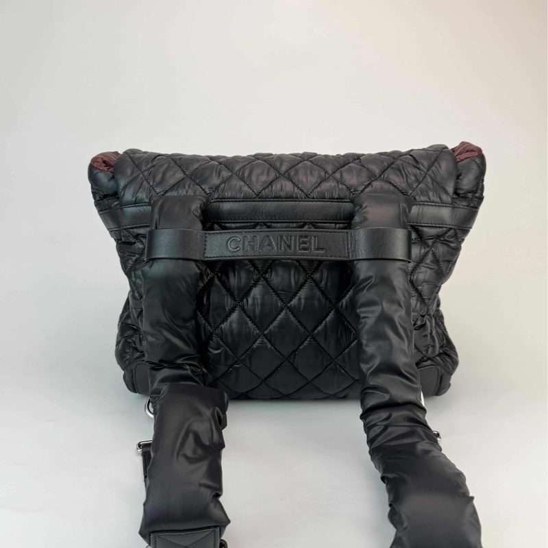 絕版Chanel 香奈兒 空氣羽絨後背包雙肩包黑色/酒紅內裏 空氣包-3