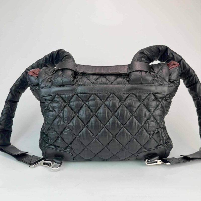 絕版Chanel 香奈兒 空氣羽絨後背包雙肩包黑色/酒紅內裏 空氣包-6