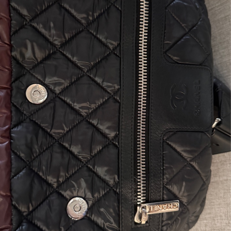 絕版Chanel 香奈兒 空氣羽絨後背包雙肩包黑色/酒紅內裏 空氣包-12
