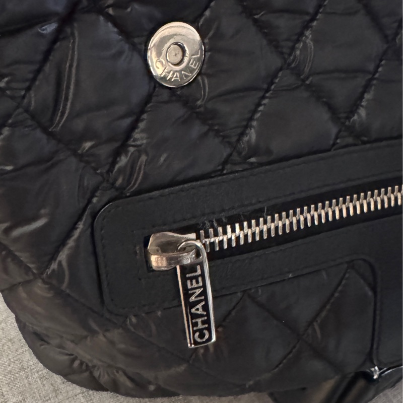 絕版Chanel 香奈兒 空氣羽絨後背包雙肩包黑色/酒紅內裏 空氣包-13