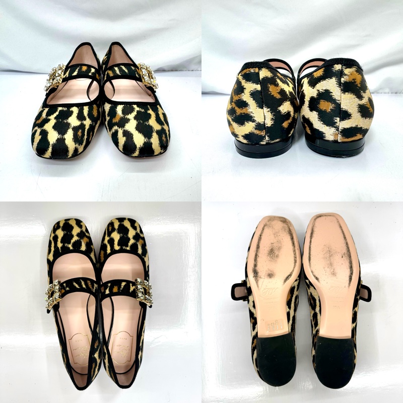 ROGER VIVIER  豹紋鑽扣平底鞋 #38.5-2