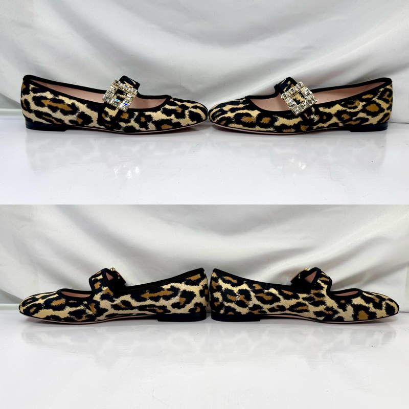 ROGER VIVIER  豹紋鑽扣平底鞋 #38.5-3