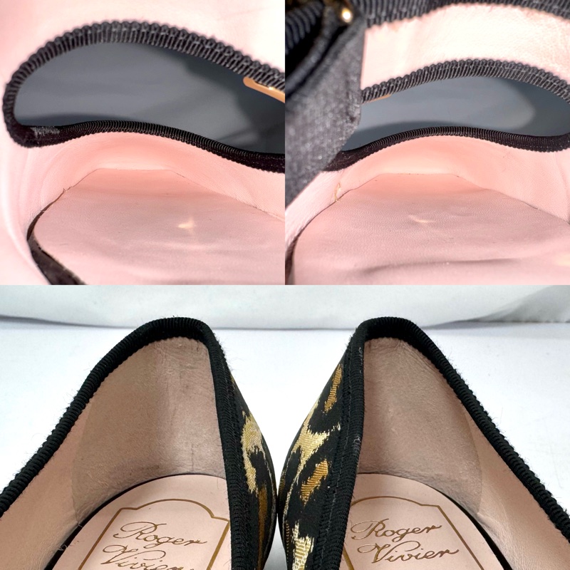 ROGER VIVIER  豹紋鑽扣平底鞋 #38.5-4