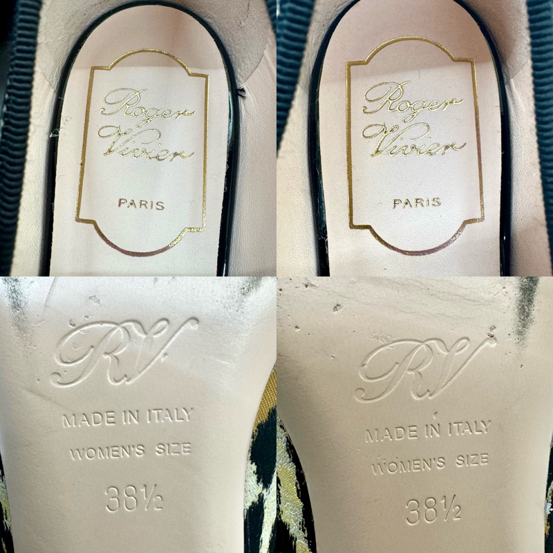 ROGER VIVIER  豹紋鑽扣平底鞋 #38.5-5