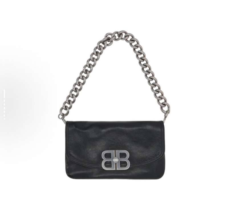 Balenciaga 巴黎世家 做舊銀色五金 手提斜挎單肩包 女款 黑色-4