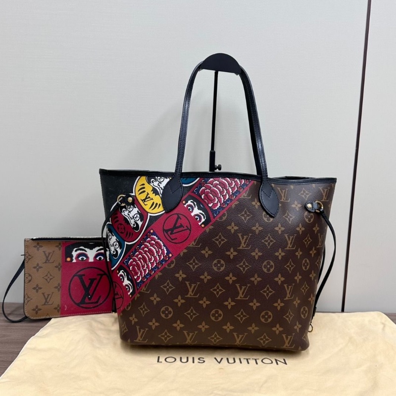 LV 限量歌舞伎neverfull 中號子母托特包 32*28*14  9新 配件塵袋-2