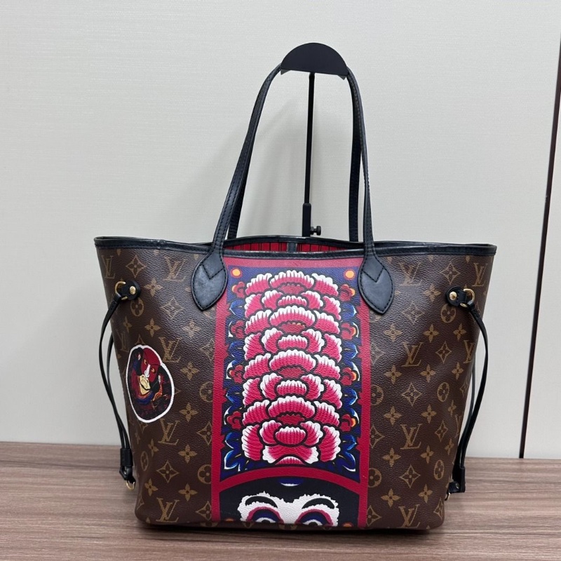 LV 限量歌舞伎neverfull 中號子母托特包 32*28*14  9新 配件塵袋-6