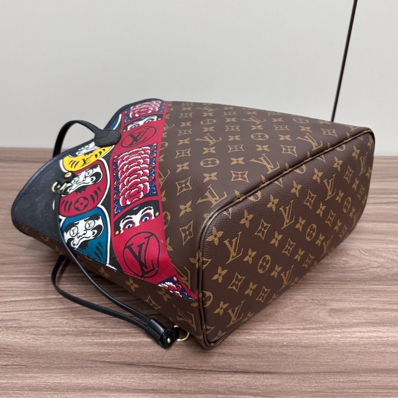 LV 限量歌舞伎neverfull 中號子母托特包 32*28*14  9新 配件塵袋-7