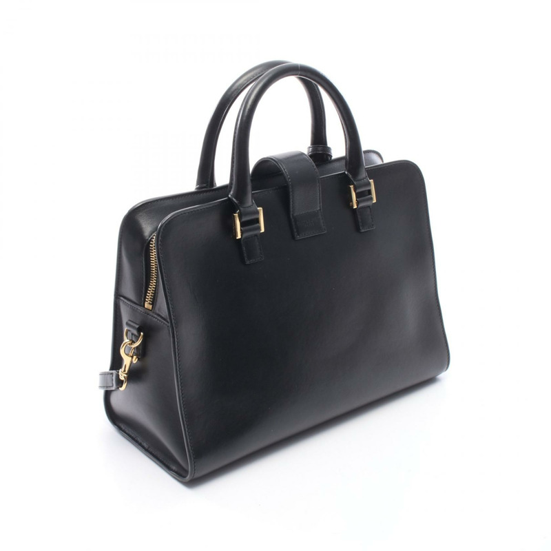 SAINT LAURENT PARIS Monogram Cabas 2WAY 手提包 357395 黑色皮革 二手 女士-1