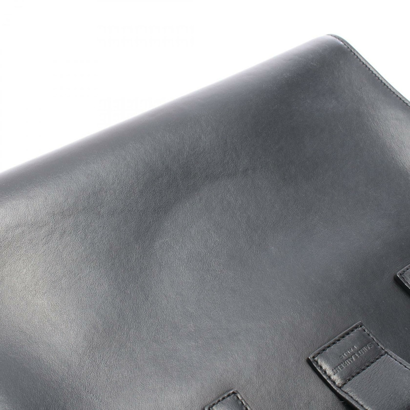SAINT LAURENT PARIS Monogram Cabas 2WAY 手提包 357395 黑色皮革 二手 女士-4