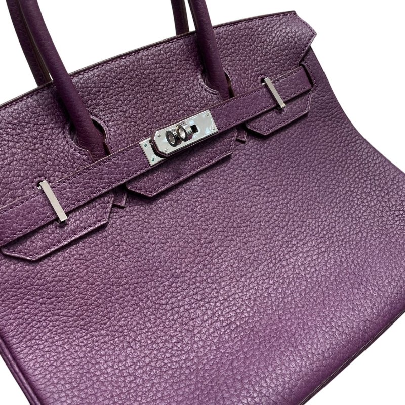 HERMES 愛馬仕 BIRKIN 30 柏金包 TOGO 紫色系 銀釦-10
