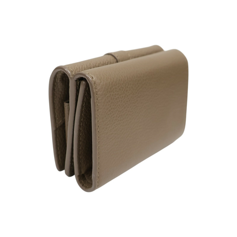 卡其色 牛皮 金扣 三折短夾 669959【SAINT LAURENT YSL 聖羅蘭 】 669959-1