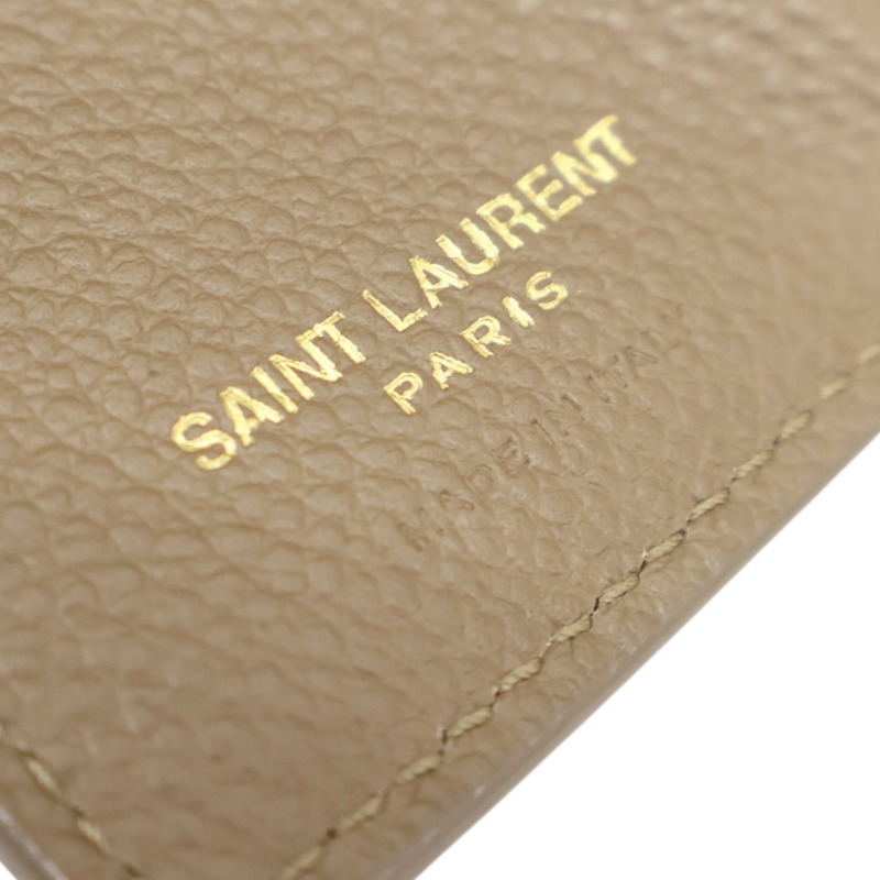 卡其色 牛皮 金扣 三折短夾 669959【SAINT LAURENT YSL 聖羅蘭 】 669959-5