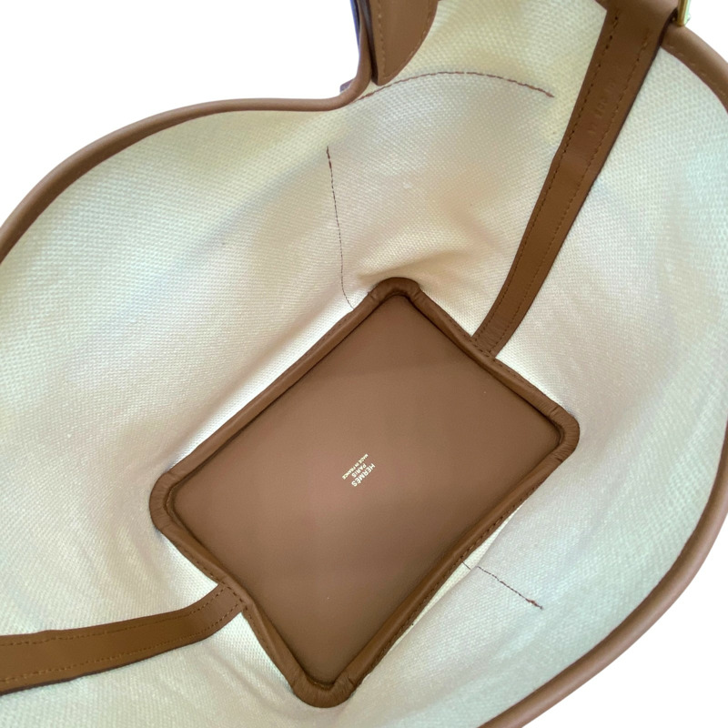 米色帆布 金棕色 Swift牛皮 Picotin Lock 18 手提包 K刻 金扣【HERMES 愛馬仕】 H083189CC-2