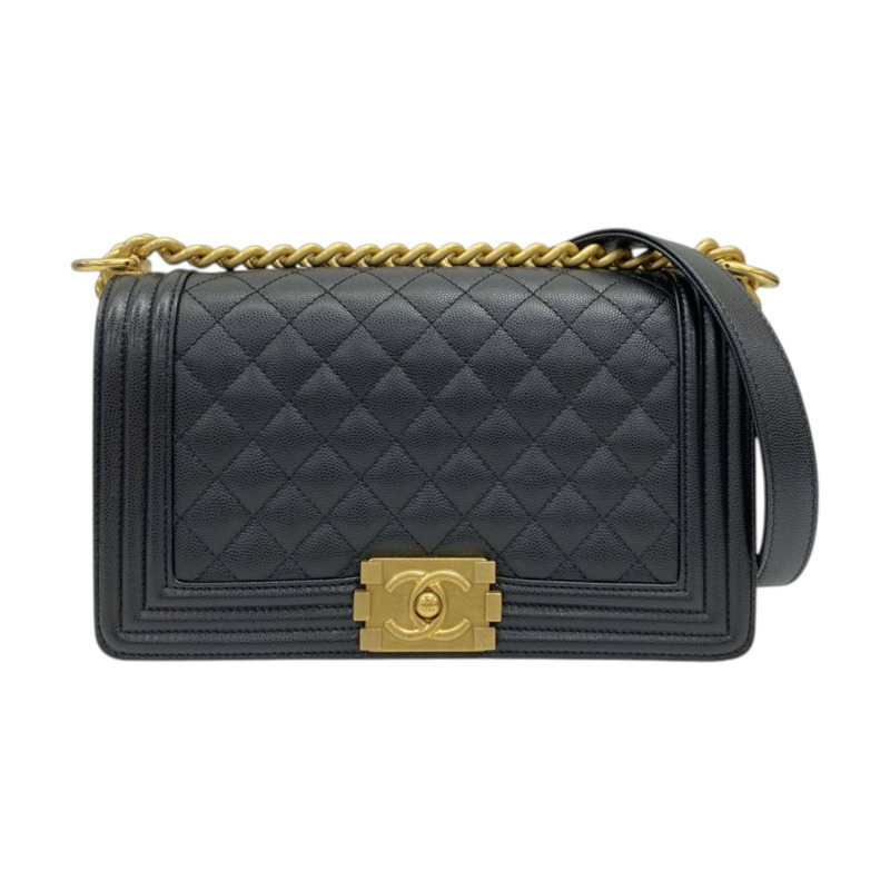 黑色 牛皮 Boy 25 銀釦 鍊帶 肩背包 金釦【CHANEL 香奈兒】 A67086-0