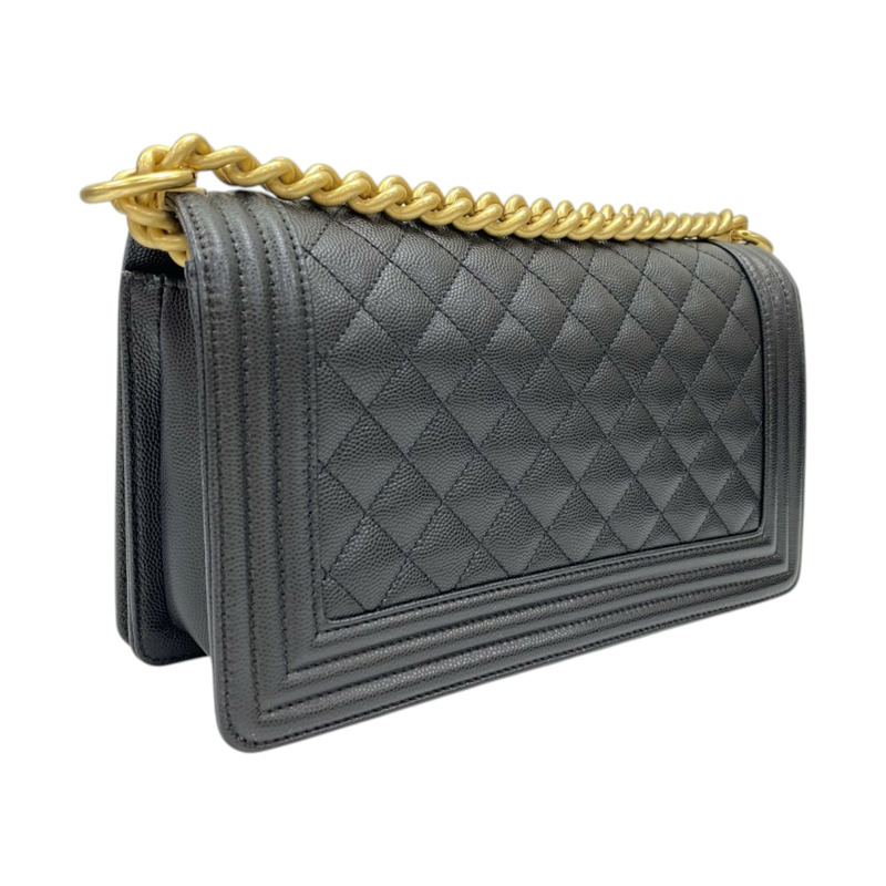 黑色 牛皮 Boy 25 銀釦 鍊帶 肩背包 金釦【CHANEL 香奈兒】 A67086-1