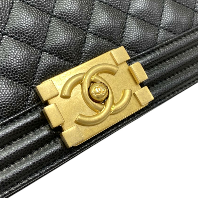 黑色 牛皮 Boy 25 銀釦 鍊帶 肩背包 金釦【CHANEL 香奈兒】 A67086-5