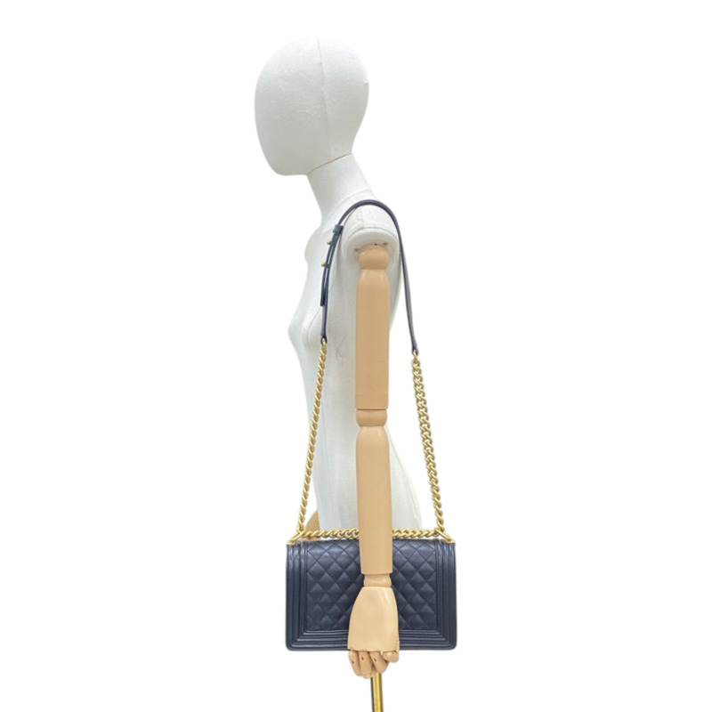 黑色 牛皮 Boy 25 銀釦 鍊帶 肩背包 金釦【CHANEL 香奈兒】 A67086-6