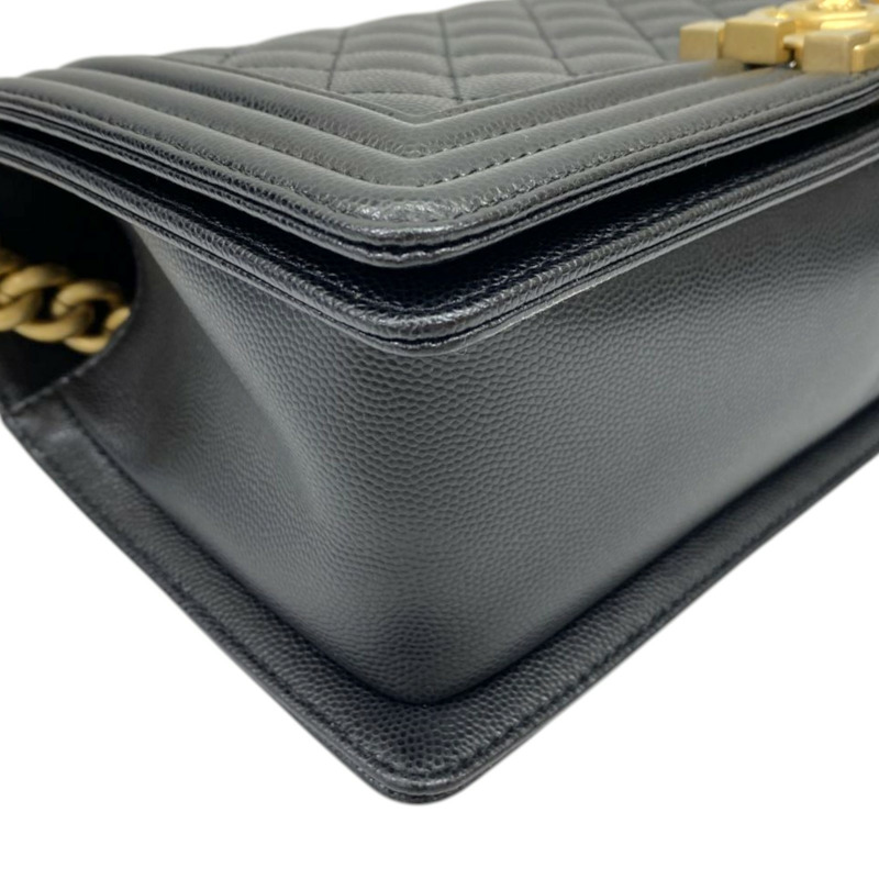 黑色 牛皮 Boy 25 銀釦 鍊帶 肩背包 金釦【CHANEL 香奈兒】 A67086-8