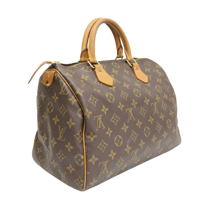 棕色 原花帆布 Speedy 30 波士頓包 手提包【LOUIS VUITTON LV 路易威登】 M41526-1