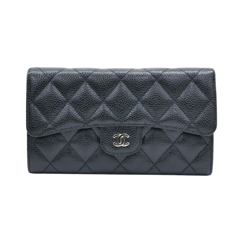 黑色牛皮 Flap 三折 長夾 A31506【CHANEL 香奈兒】 A31506-0