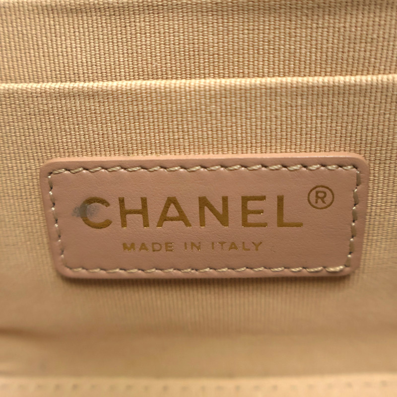 奶茶色 菱格紋羊皮 Vanity with chain 鏈帶化妝包 肩背包【CHANEL 香奈兒】 AS3228-3