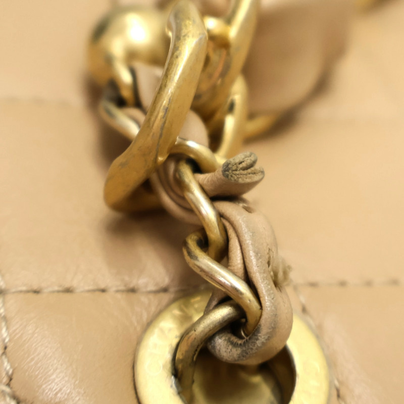奶茶色 菱格紋羊皮 Vanity with chain 鏈帶化妝包 肩背包【CHANEL 香奈兒】 AS3228-11