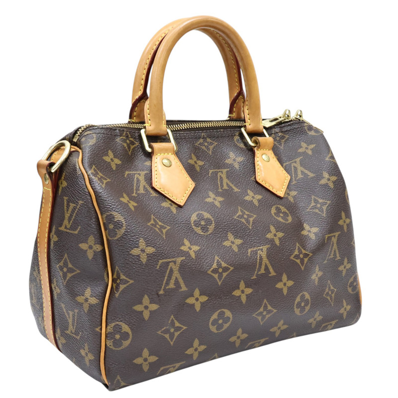 棕色 原花帆布 Speedy Bandouliere 25 兩用包【LOUIS VUITTON LV 路易威登】 M46977-1