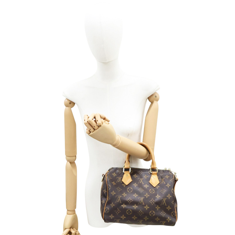 棕色 原花帆布 Speedy Bandouliere 25 兩用包【LOUIS VUITTON LV 路易威登】 M46977-5