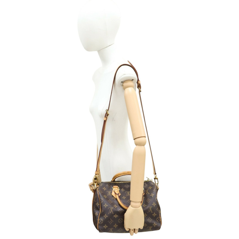 棕色 原花帆布 Speedy Bandouliere 25 兩用包【LOUIS VUITTON LV 路易威登】 M46977-6