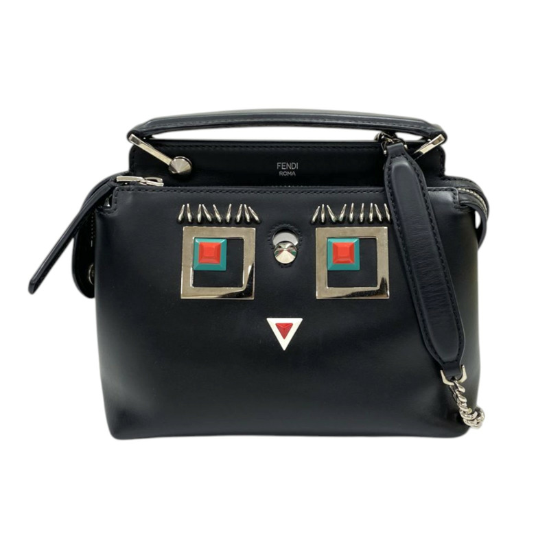 黑色 牛皮 Dot Com Click Faces 兩用包【FENDI 芬迪】 8BN299-0