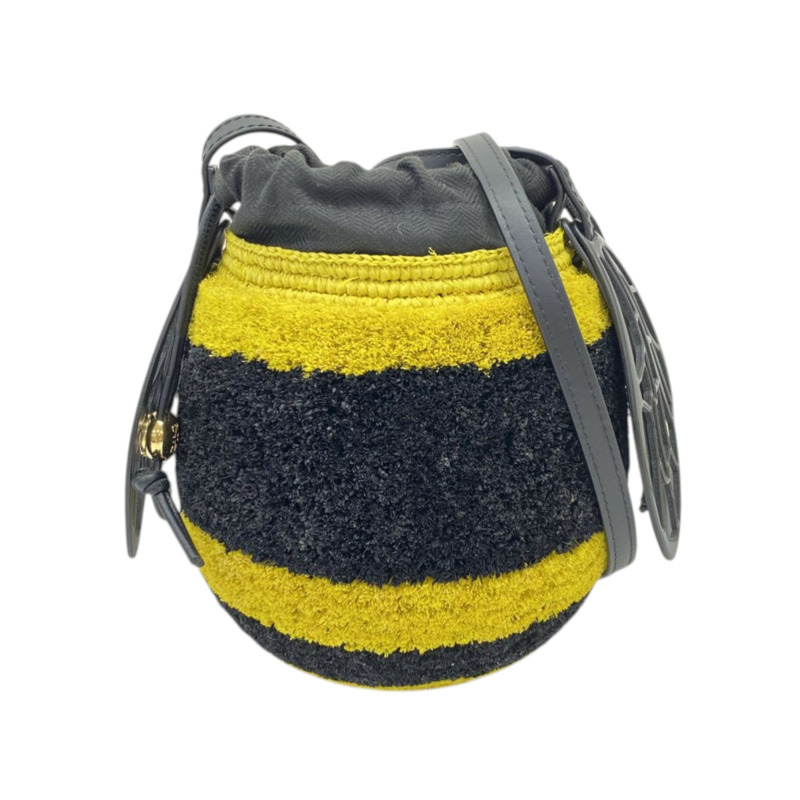 黃/黑色 拉菲草 Raffia Bee Busket 肩背包【LOEWE 羅威】-0