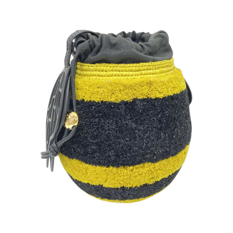 黃/黑色 拉菲草 Raffia Bee Busket 肩背包【LOEWE 羅威】-1