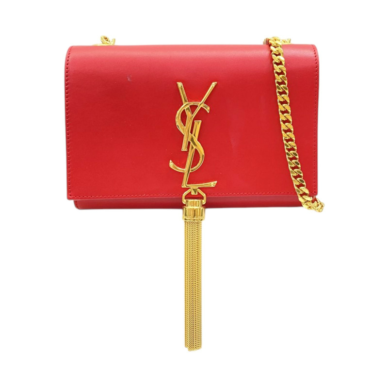 紅色 牛皮 流蘇 肩背包【SAINT LAURENT 聖羅蘭】 354120-0
