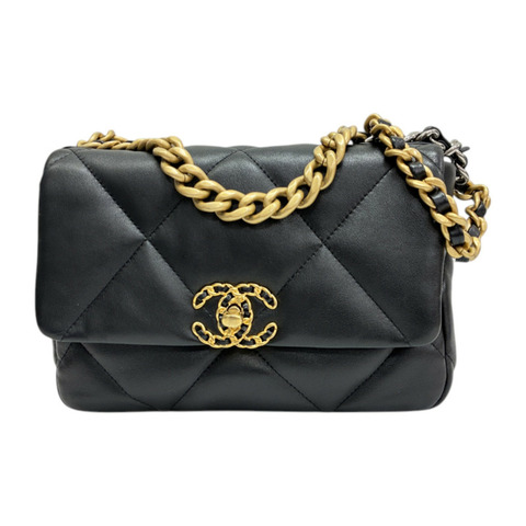 黑色 羊皮 Chanel 19 小號 兩用包【CHANEL 香奈兒】 AS1160