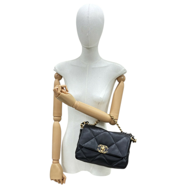 黑色 羊皮 Chanel 19 小號 兩用包【CHANEL 香奈兒】 AS1160-6