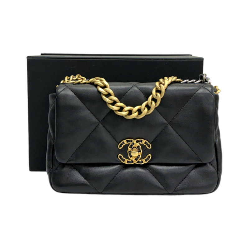 黑色 羊皮 Chanel 19 小號 兩用包【CHANEL 香奈兒】 AS1160-8