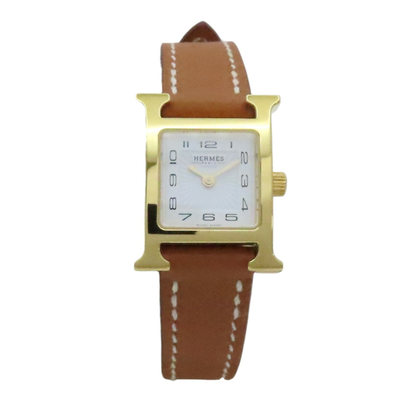 白色錶盤 棕色皮帶 不鏽鋼 Heure H 腕錶【HERMES 愛馬仕】 HH1.101-0