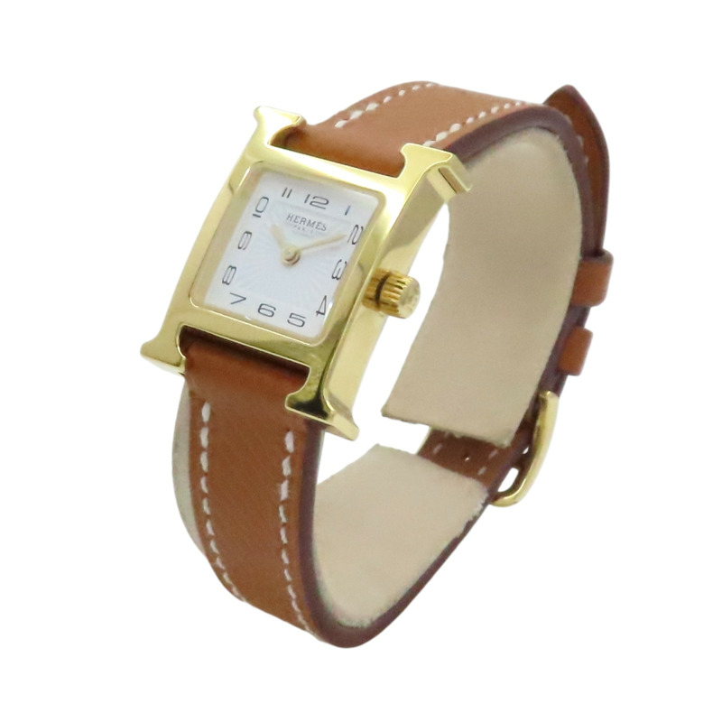 白色錶盤 棕色皮帶 不鏽鋼 Heure H 腕錶【HERMES 愛馬仕】 HH1.101-1