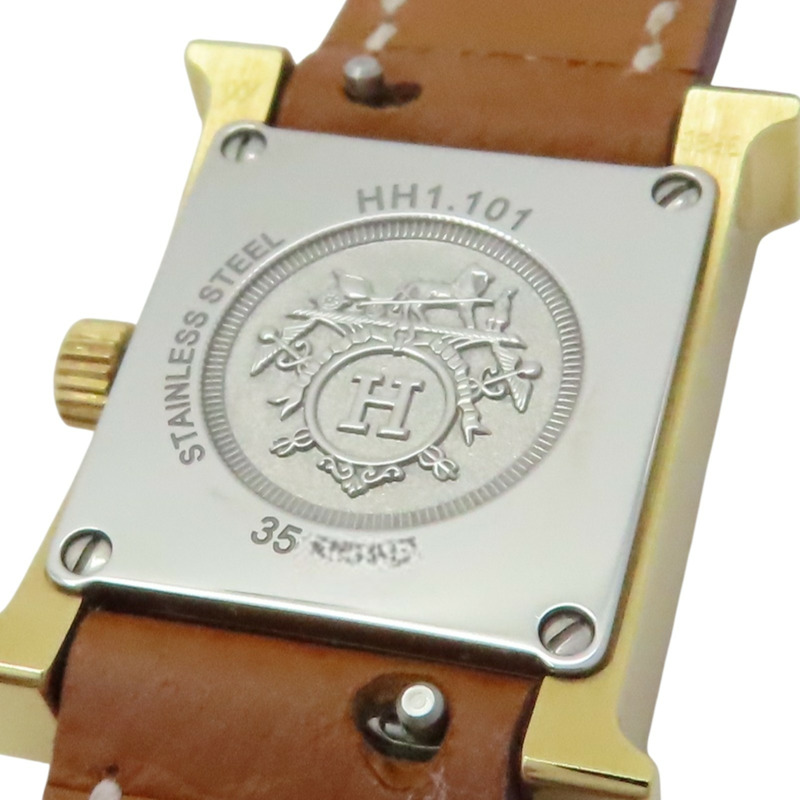 白色錶盤 棕色皮帶 不鏽鋼 Heure H 腕錶【HERMES 愛馬仕】 HH1.101-3