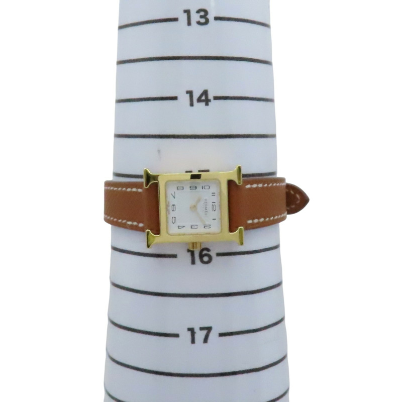 白色錶盤 棕色皮帶 不鏽鋼 Heure H 腕錶【HERMES 愛馬仕】 HH1.101-9