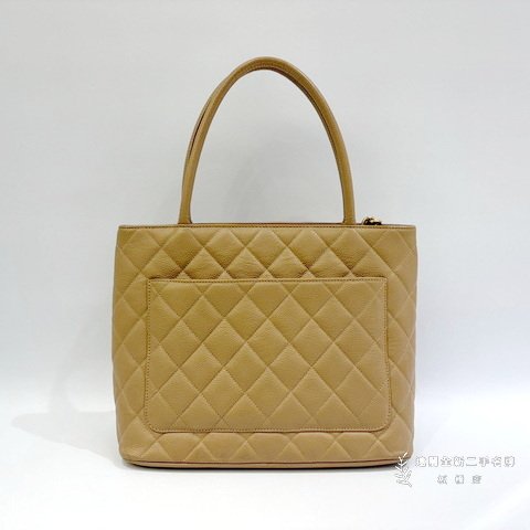 S4518-CHANEL 奶茶色荔枝牛皮菱格紋金幣包-3