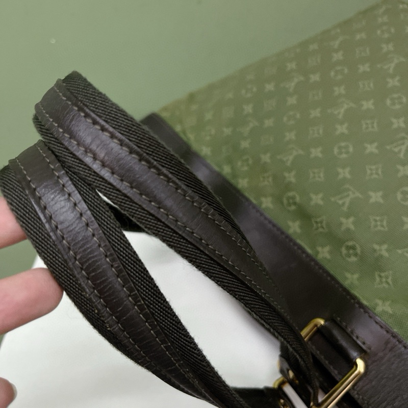 LV 帆布托特包 抹茶綠 03年 尺寸约31*30*10。-4