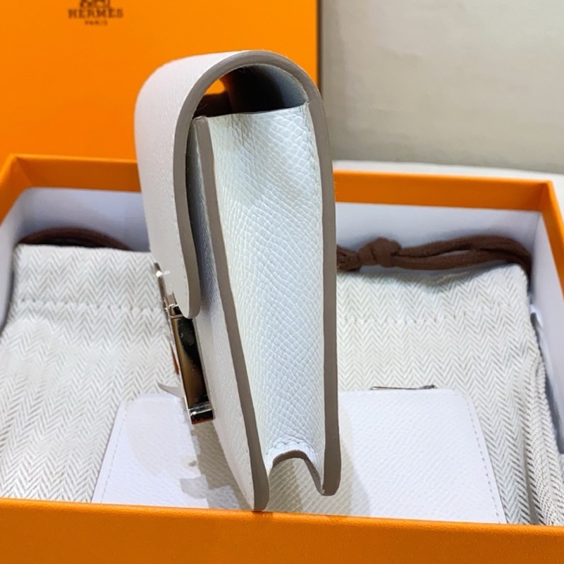 Hermes愛馬仕 constance 康康 slim M4奶灰色 銀扣 B刻 卡包零錢包-3