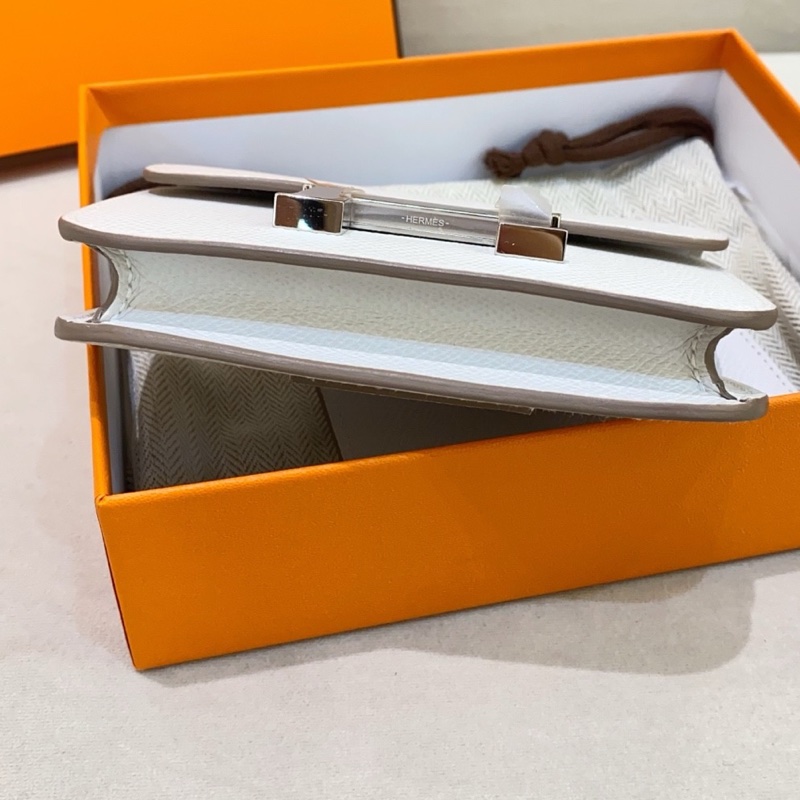 Hermes愛馬仕 constance 康康 slim M4奶灰色 銀扣 B刻 卡包零錢包-4